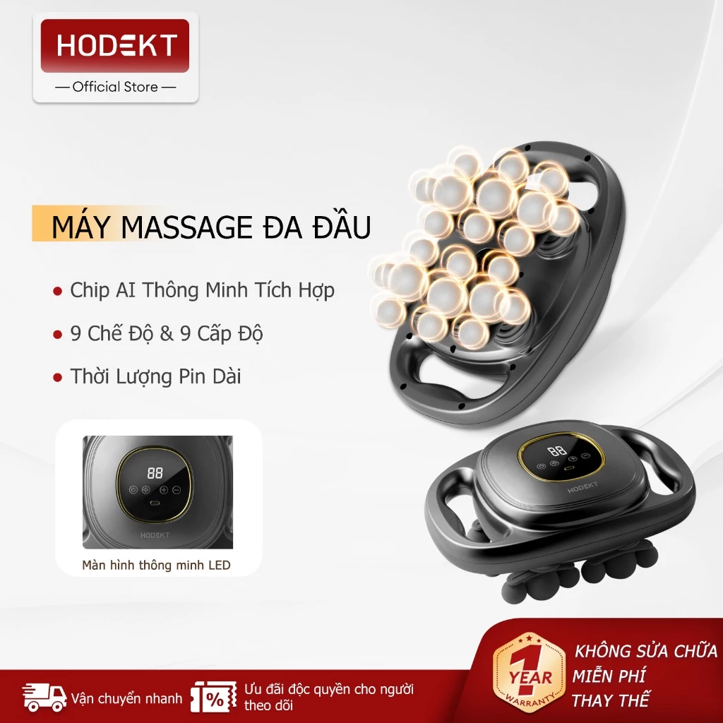 Máy Massage HODEKT 6/12/22 Đầu Máy Mát Xa Giảm Đau Cơ Sâu Thời Lượng Pin Dài Tự Ngắt Thông Minh