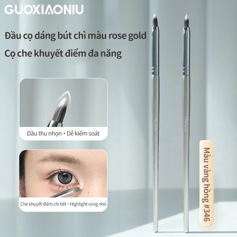 GUOXIAONIU cọ che khuyết điểm đầu nhọn Rose Gold #346 dùng tán chi tiết làm sáng và che mụn thâm tán mịn tự nhiên dễ dùng