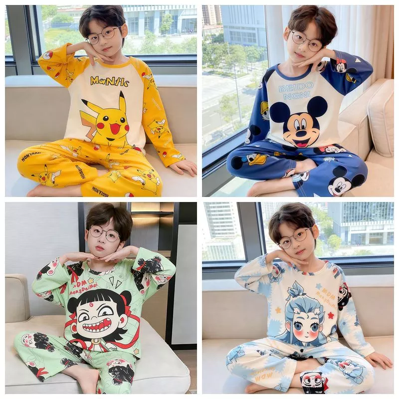 Bé Trai Ngủ Áo Dài Tay Thoáng Mát Ngủ Trẻ Em Đồ Ngủ Trẻ Em Bộ Đồ Ngủ Trẻ Em
