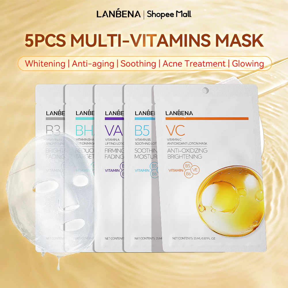 LANBENAMặt Nạ Dưỡng Da  (25ml) - Hỗ Trợ Dưỡng Sáng Vitamin C, Dưỡng Ẩm Dịu Da B5, BHA Giúp Trẻ Hóa Da, Giảm Mụn  Skincare