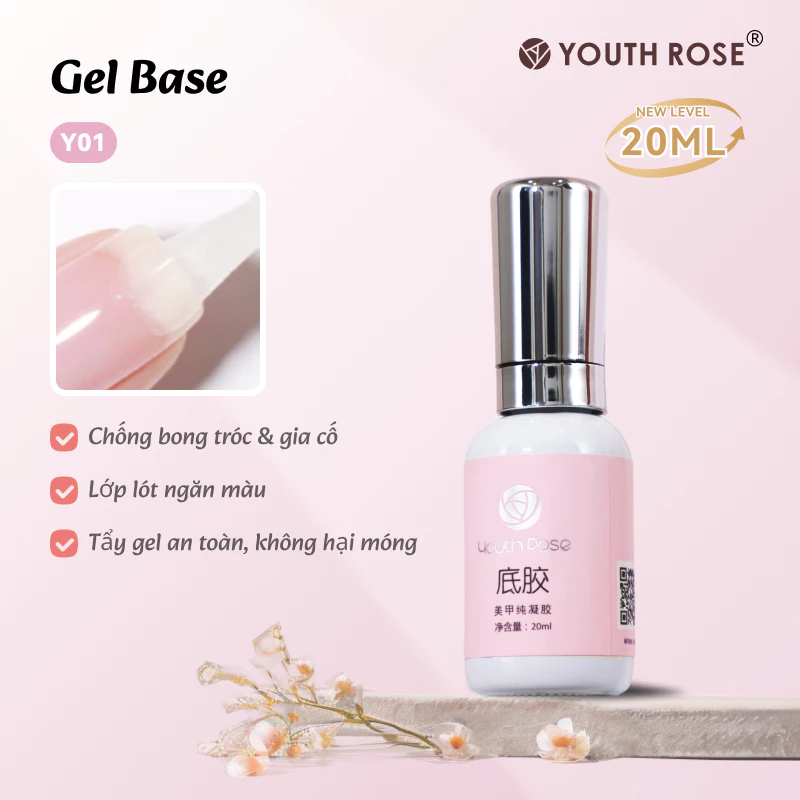 Youth Rose sơn móng base coat dưỡng móng base top hoa hồng Gel 20ML base top hoa hồng