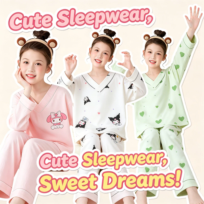 Bộ đồ ngủ trẻ em Đồ ngủ dài tay dễ thương In hoạt hình Đồ ngủ trẻ em