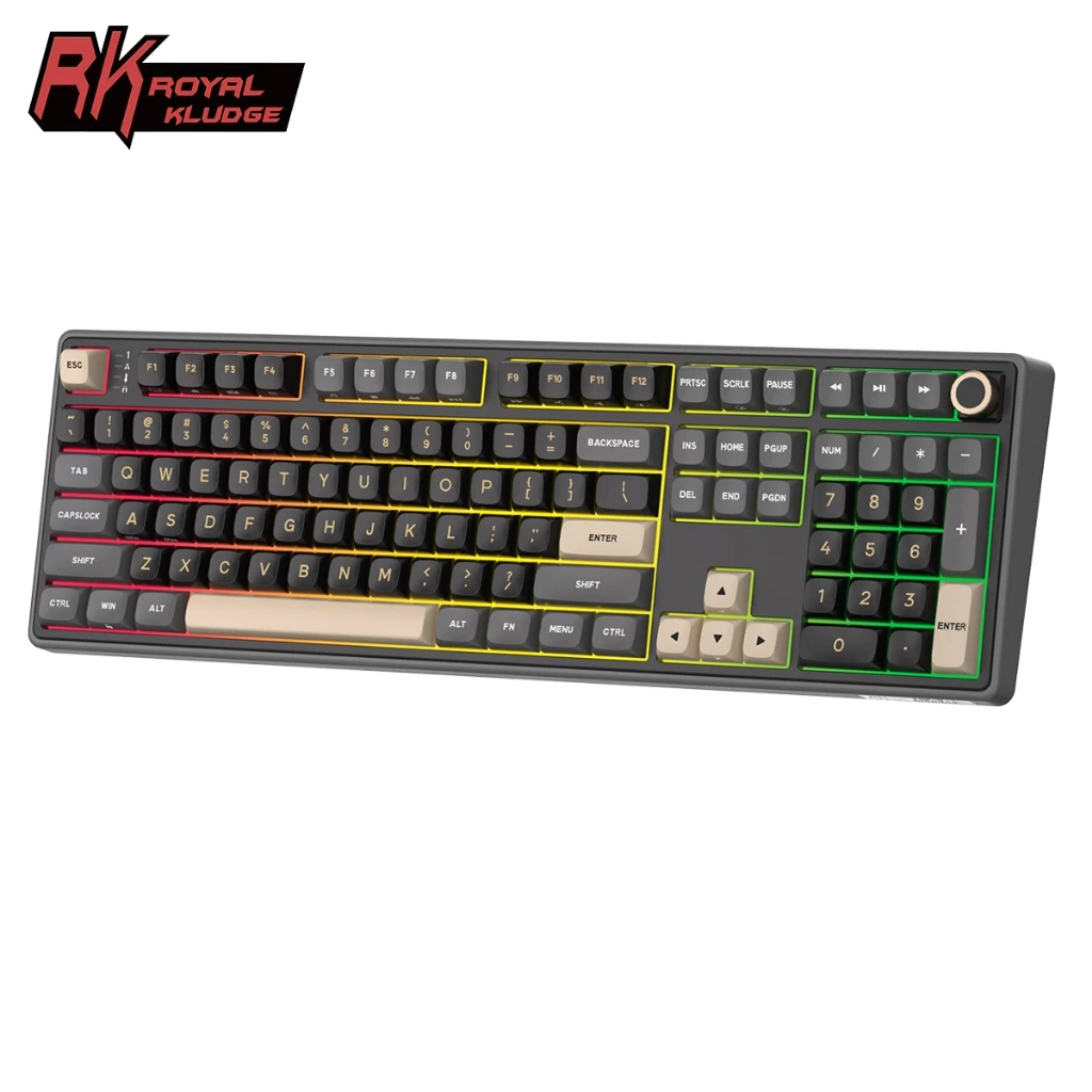 Royal Kludge RK R108 Bố cục RGB Có dây Trò chơi chuyên nghiệp Hotswap Núm Bàn phím cơ