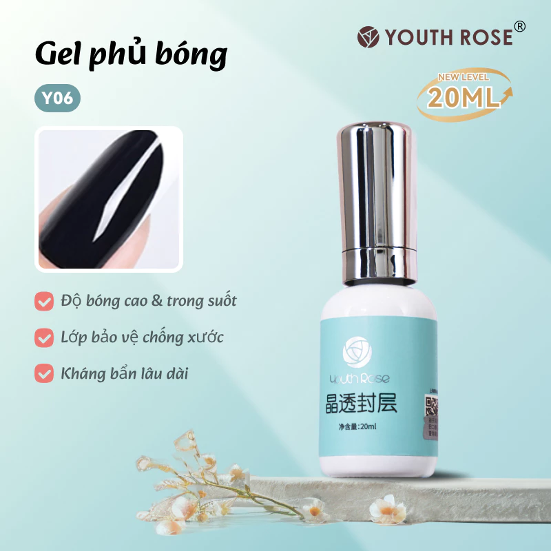 Youth Rose Gel phủ bóng 20ML sơn móng sơn top dưỡng móng sơn dưỡng tay