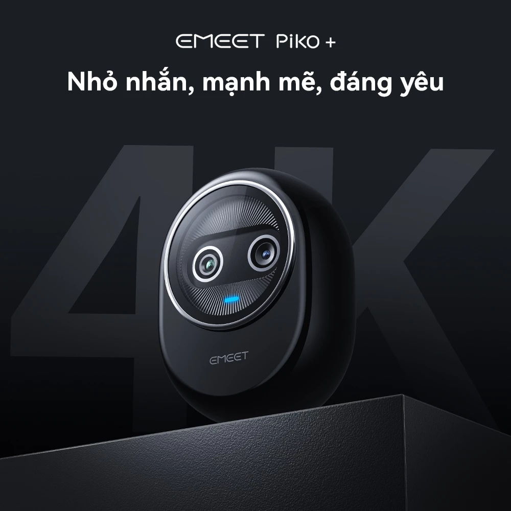 [Vận chuyển địa phương] webcam EMEET Piko, với camera kép, hỗ trợ AI, độ phân giải 4K, chỉnh ánh sáng ống kính hỗ trợ AI, lấy nét tự động, 60 FP và 3 micrô tích hợp,