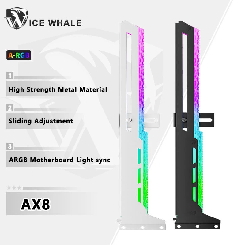 ICE Whale AX8 Card Đồ Họa Chân Đế 5V 3PIN ARGB Bo Mạch Chủ Chiếu Sáng Đồng Bộ Máy Tính Card Đồ Họa VGA Giá Đỡ