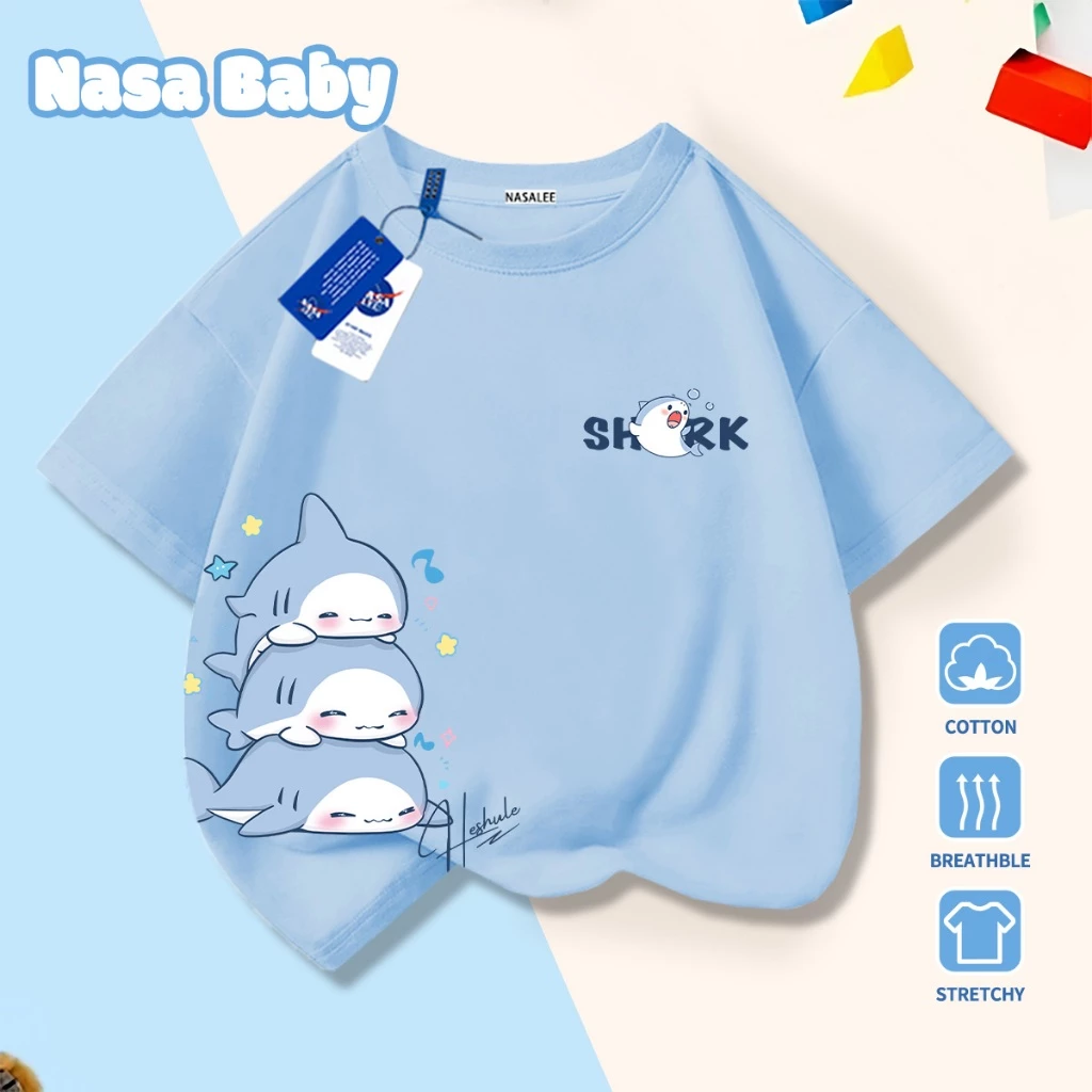 Áo thun ngắn tay NASA hoạt hình Cartoon, Cotton thoáng mát, bé trai bé gái - Giao hàng trong 24h
