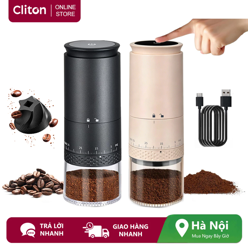 Máy xay cà phê điện Cliton | Máy mài thông minh tại nhà | Màn hình cảm ứng | 38 Cài đặt mài có thể điều chỉnh | 1200mAh | Sạc Type-C