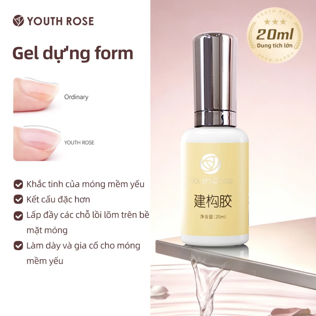 Youth Rose Gel dựng form Cứng Móng Hoa Hồng  chính hãng mẫu mới 20ml Sơn Móng Gel