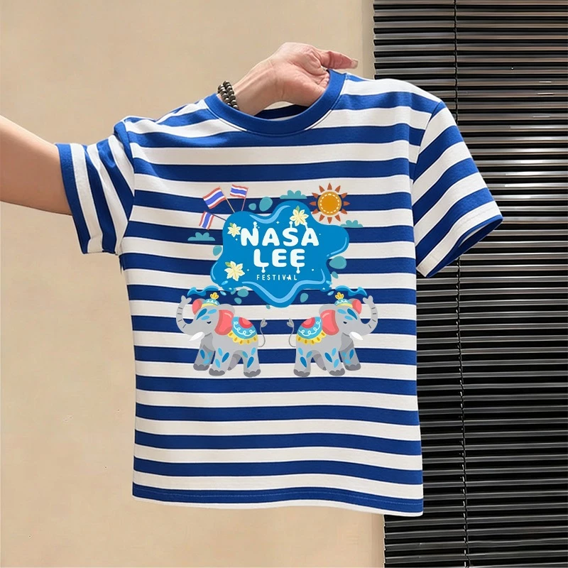 【Hàng có sẵn】Áo thun NASALEE in hình voi, vải Cotton thoáng mát, kiểu dáng rộng unisex