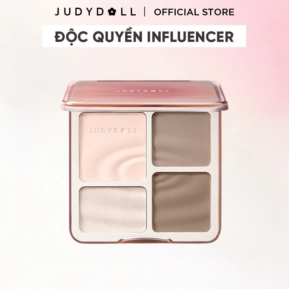 [CB INFLUENCER] Bảng Phấn Tạo Khối Bắt Sáng 4 Ô JUDYDOLL Highlight & Contour Palette Mỏng Mịn Dễ tán Chuẩn màu 3D Lâu trôi 9g