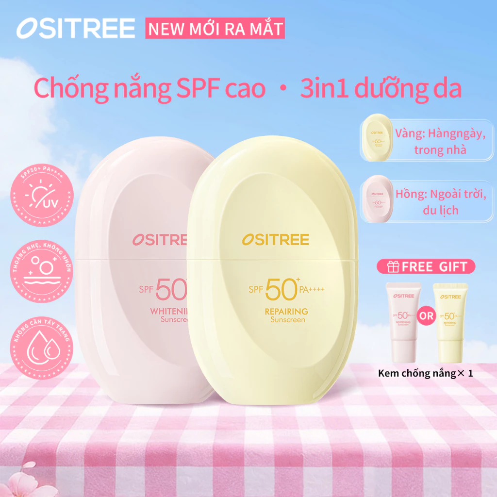 [Ositree x Diệp Lê] Kem chống nắng công suất cao Ngoài trời Trắng ổn định PA++++ Kem chống nắng 50g