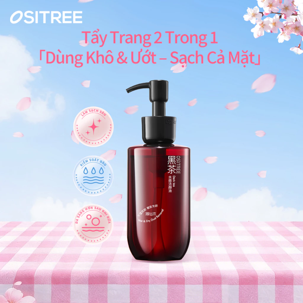 [LIVE] Dầu Rửa Mặt Ositree Nhẹ Nhàng Không Kích Ứng Trà Đen Chiết Xuất Dầu Làm Sạch Khô Ướt