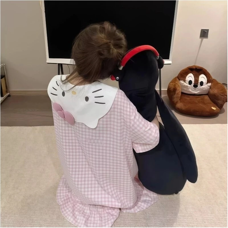 Kẻ Sọc Ngọt Mây Cotton Loungewear Sweet Hello Kitty Hồng Kẻ Sọc Cardigan Váy Ngủ Nữ 2026 Phong Cách Mới Bộ Đồ Ngủ Mùa Hè