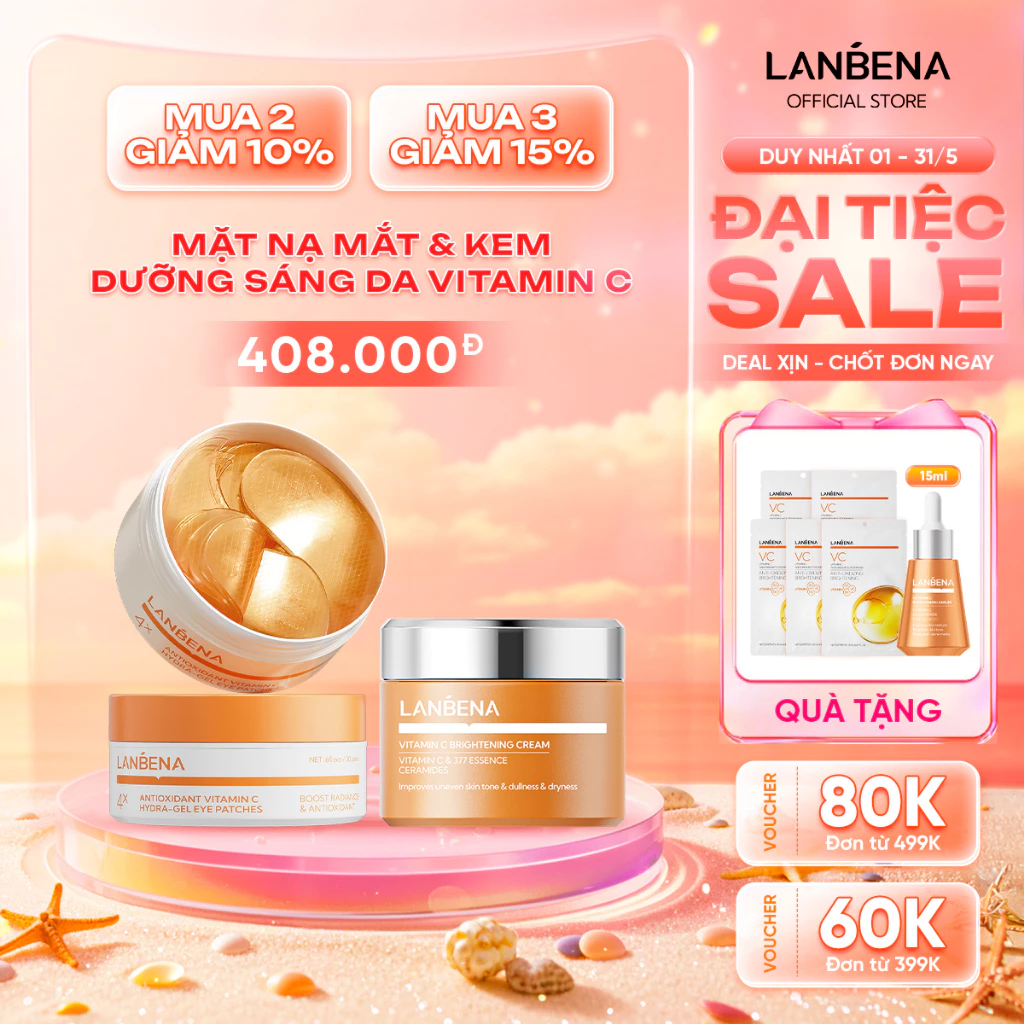 LANBENA Combo Kem Dưỡng Da Mặt  Vitamin C - Làm Sáng Đều Màu Da Dưỡng ẩm Trắng Da, Săn Chắc Da, Mịn Da, Căng Mọng Skincare