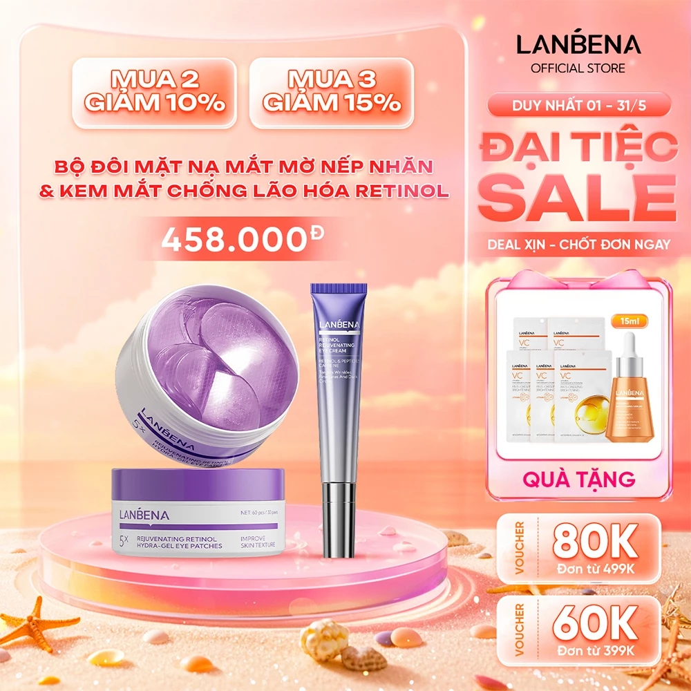 LANBENA COMBO Serum dưỡng da mắt ( 15ml)-chứa vitamin C dưỡng ẩm làm sáng da loại bỏ nếp nhăn/ quầng thâm Skincare