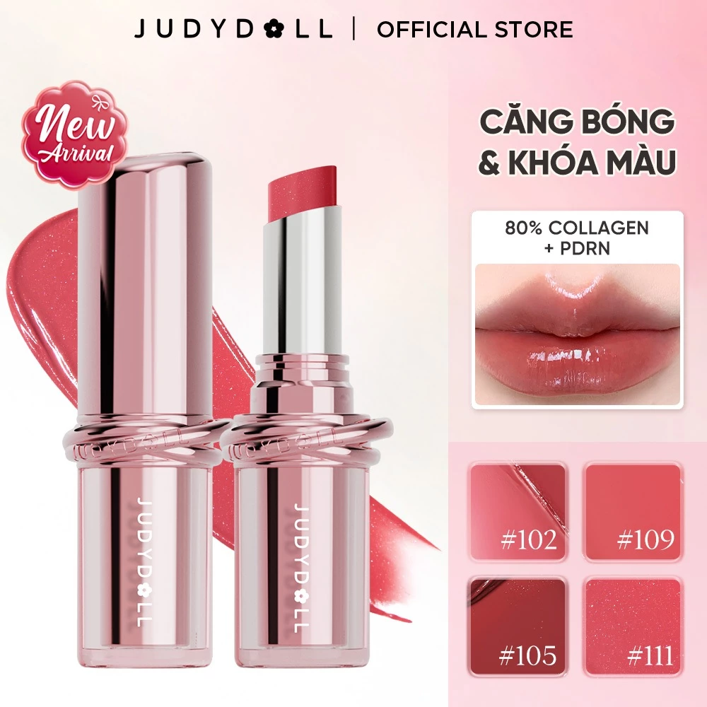 [MỚI] Son Dưỡng Có Màu JUDYDOLL Stay Shine Lipstick Căng Bóng Dưỡng ẩm Collagen PDRN Khóa màu Lâu trôi 3g