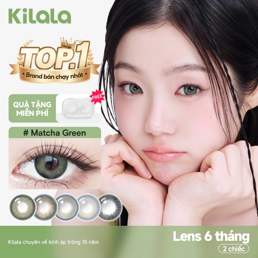 【Deal ưu đãi】Kính áp tròng Kilala màu Matcha Green/Warm blue DIA 14.2mm và Succulent Green DIA 14.0mm lens cận 6 tháng có độ (0-8) 1 cặp