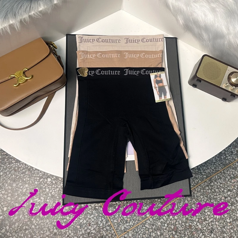 Quần short Biker cạp cao Juicy Couture dành cho nữ Quần short đi xe đạp Yoga chống lười liền mạch có Logo Dây thắt lưng