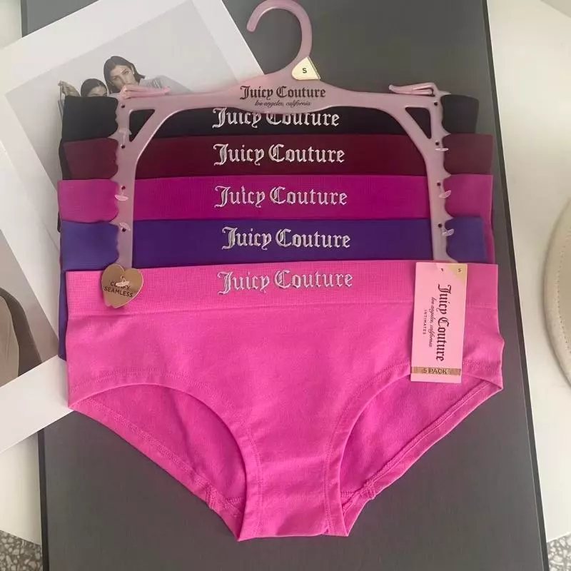 Juicy Couture 5 Bộ Đồ Lót Liền Mạch Nữ Cao Cấp Logo Dây Thắt Lưng Cotton Quần Đùi Nhiều Màu