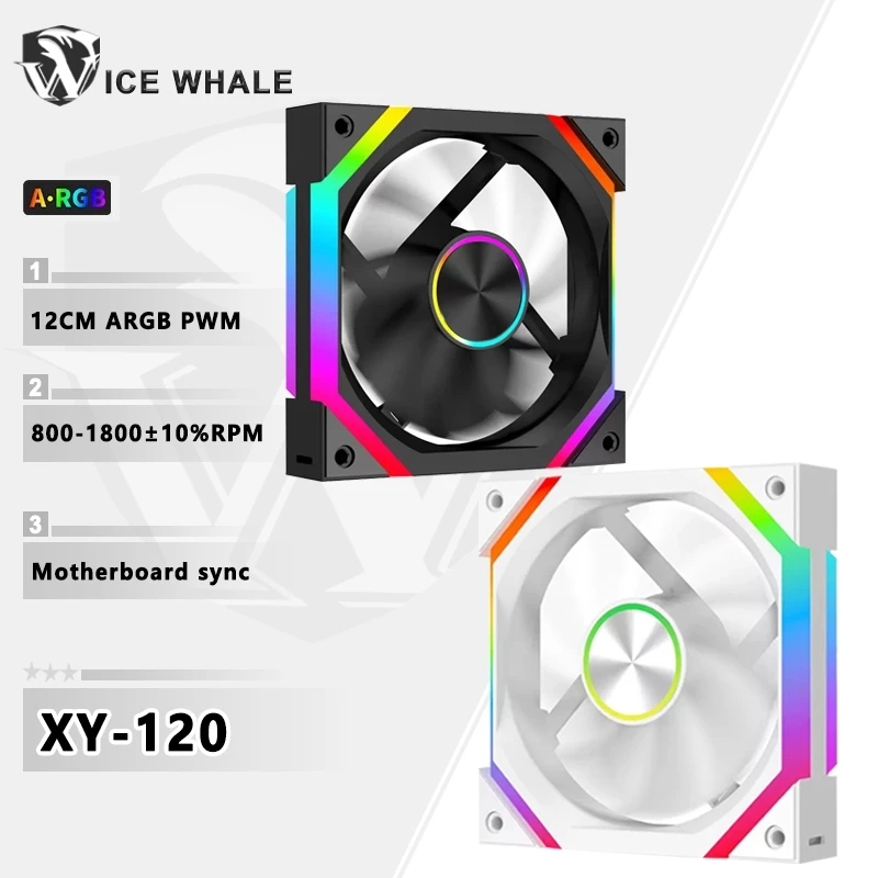 ICE Whale XY-120 Khung Máy Tính Quạt 12cm ARGB Bo Mạch Chủ Đồng Bộ 4Pin PWM Yên Tĩnh Làm Mát Quạt 800-1800RPM