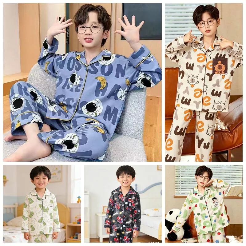 Bé Trai Dài Tay Ve Áo Mặc Ở Nhà Trẻ Em Váy Ngủ Phong Cách Nhật Bản Cho 10 - 11 Tuổi Bộ Đồ Ngủ Trẻ Em Bé Trai