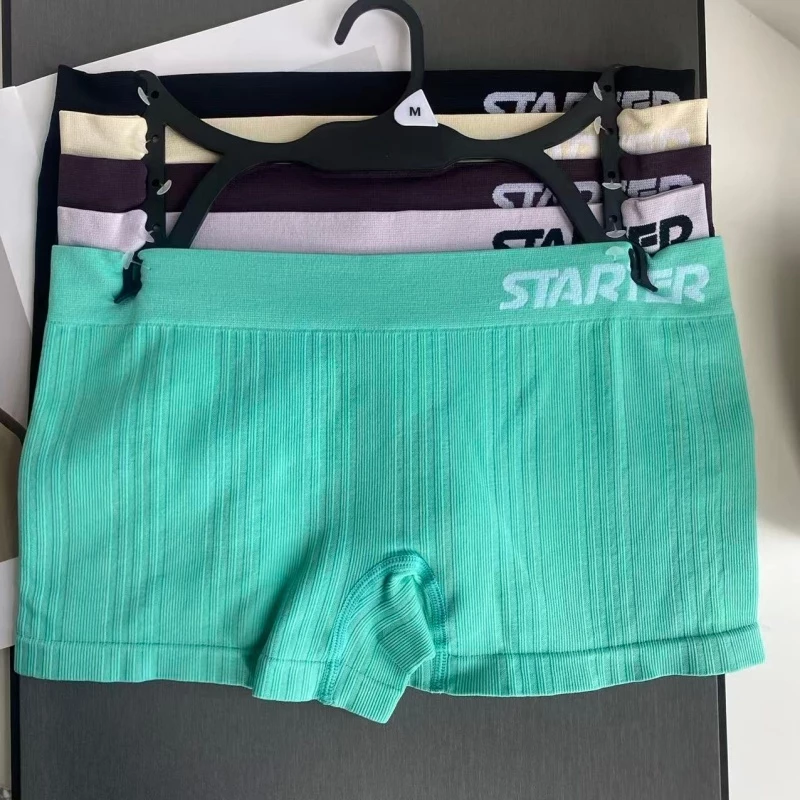 Quần lót Boxer có gân dành cho nữ STARTER, Quần lót ngắn in Logo lưng cao, Quần lót liền mạch co giãn