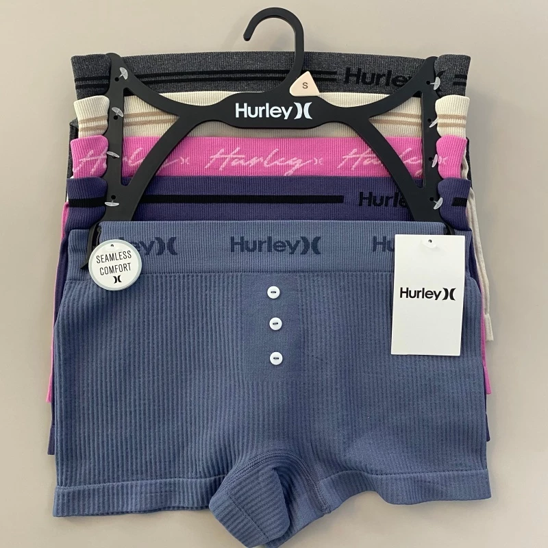 Hurley 5 Gói Liền Mạch Gân Quần Lót Boyshort, Logo Dây Thắt Lưng Mềm Mại Thoải Mái Quần Lót Cho Nữ