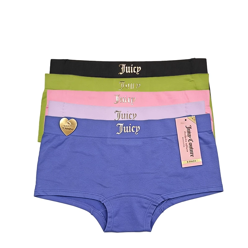 Juicy Couture Liền Mạch Thoải Mái Quần Đùi Boyshort, Bộ Đồ Lót In Logo Eo Cao (5 Màu)