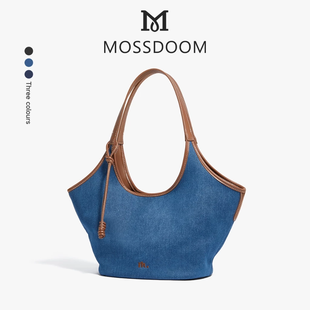 MOSSDOOM Loxi Bag Denim Túi Đeo Vai Nữ Dung Tích Lớn Retro Thiết Kế Hợp Thời Trang