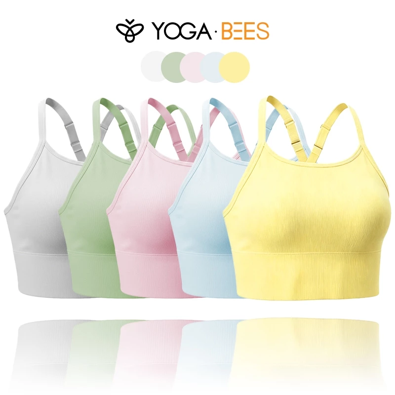 Áo ngực thể thao có dây đeo có thể điều chỉnh YOGA BEES, hỗ trợ vừa 5 màu