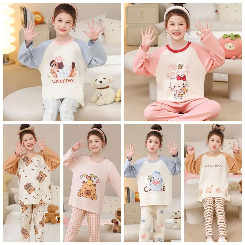 Flash Sale Quần Áo Cho Bé Gái Dài Tay Cổ Tròn Đồ Ngủ Trẻ Em Cozy Bộ Đồ Ngủ Cho 10 - 11 Tuổi
