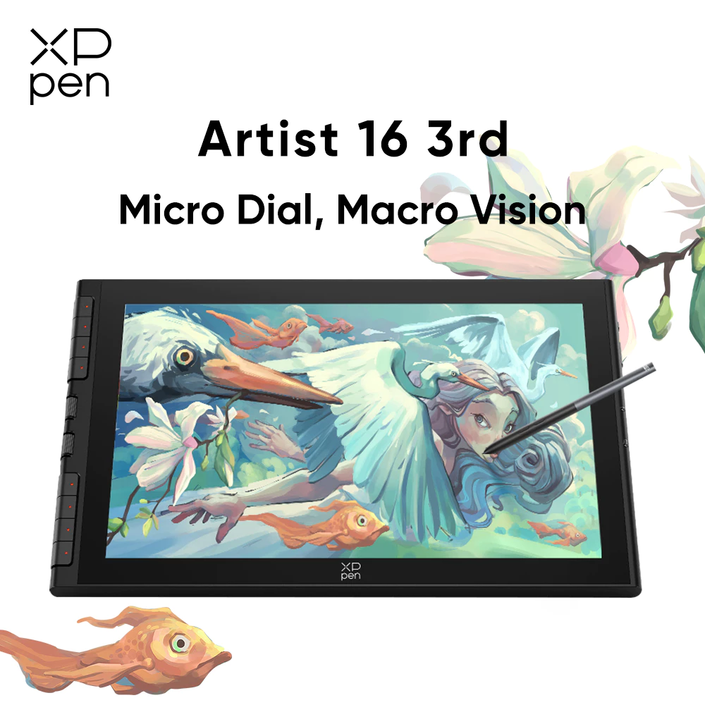 Màn hình vẽ kỹ thuật số XPPen Artist 16 3rd With 2 Micro X-Dial với X4 16K Levels Pen & Stand