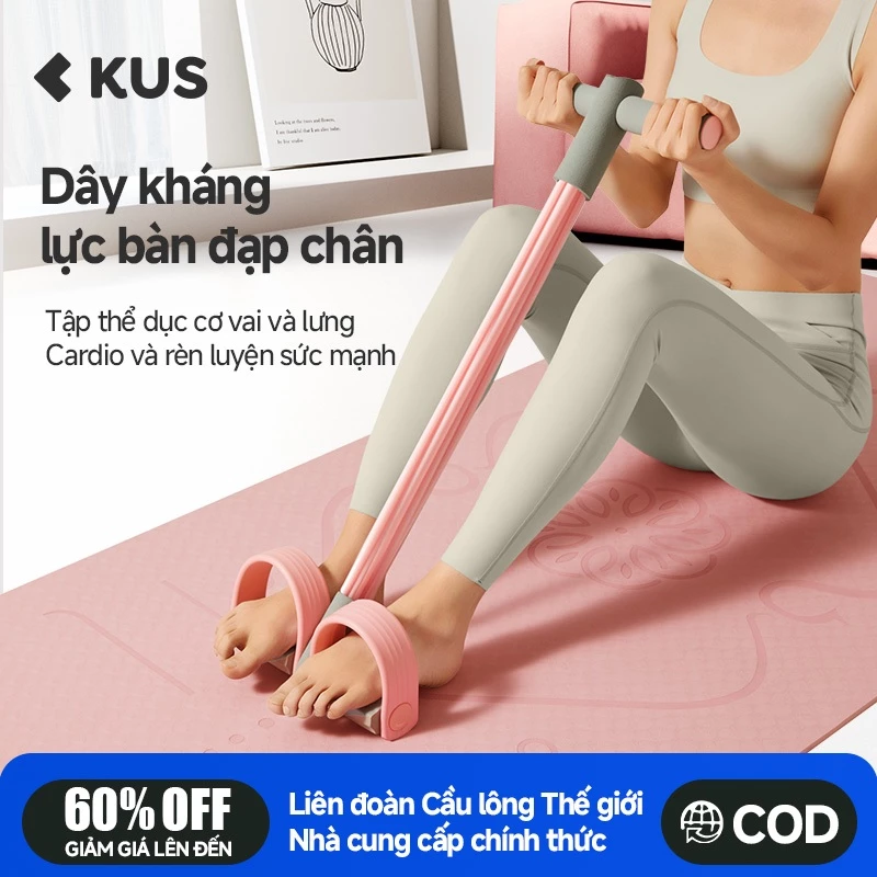 Dây Kháng Lực Tập Bụng 4 Ống 6 Ống Cao Cấp, Dây Kéo Đàn Hồi Có Bàn Đạp Chân, Hỗ Trợ Siết Cơ Bụng Eo Thon Tại Nhà