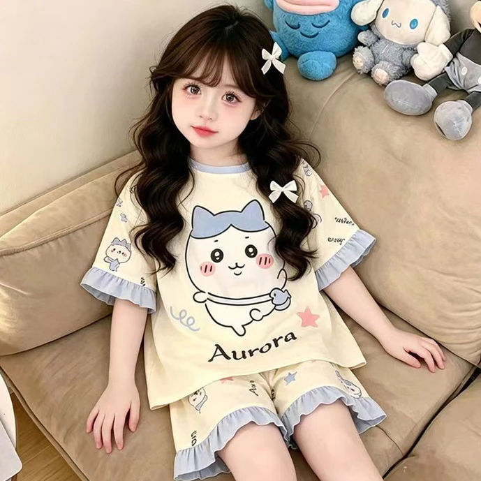 Giảm Giá Số Lượng Lớn Bé Gái Cổ Tròn In Hình Hoạt Hình Bộ Đồ Ngủ Trẻ Em Bộ Đồ Ngủ Mùa Hè Cho 5 - 6 Tuổi