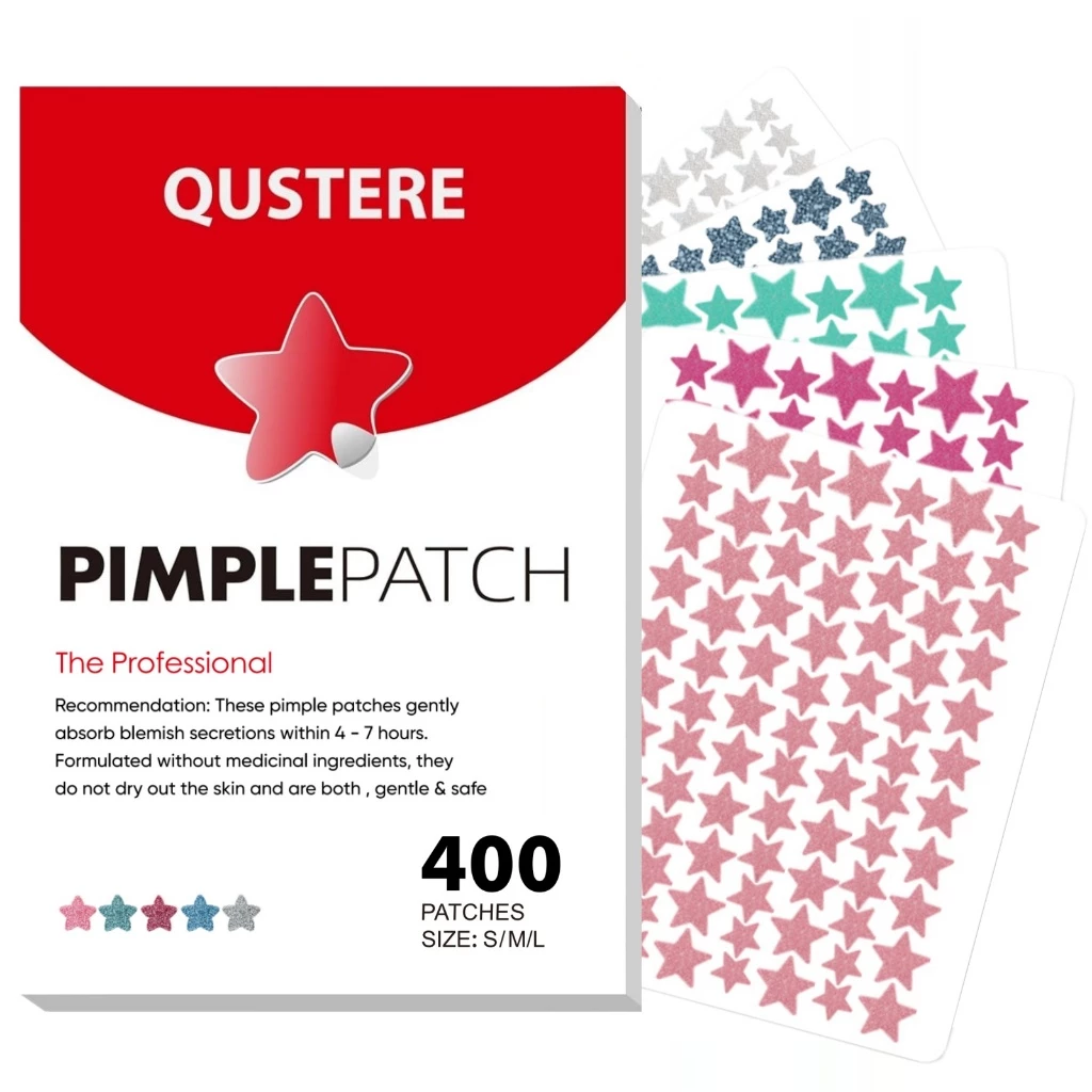 QUSTERE Hydrocolloid Acne Patch 400 Miếng – Miếng Dán Mụn Hình Ngôi Sao Dễ Thương, Giúp Hấp Thụ Dịch Tiết Và Bảo Vệ Vùng Da Có Khuyết Điểm, Phù Hợp Với Nhiều Loại Da