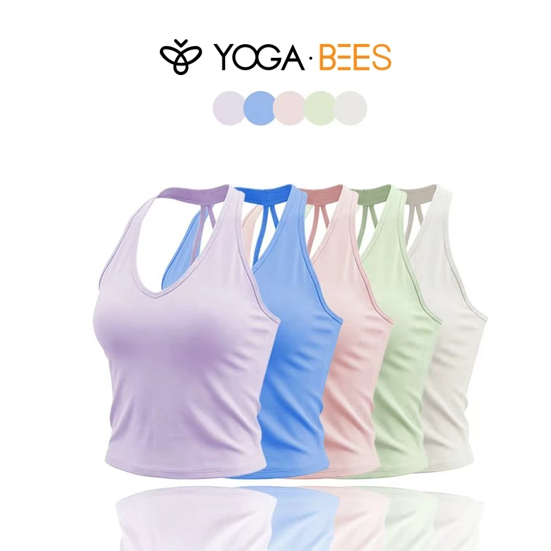 Xe tăng tập luyện không tay khô nhanh YOGA BEES, hỗ trợ tích hợp Yoga Top