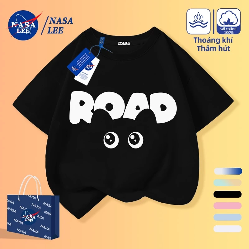[Giao hàng trong ngày] Áo thun Cotton trắng nguyên chất thoáng khí cho trẻ em Chữ hoạt hình sáng tạo Trẻ em Họa tiết dễ thương 3-16 tuổi dáng rộng tay ngắn thông thường