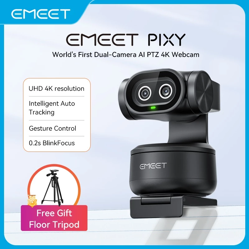 [EMEET][Bao gồm chân máy] ]Webcam 4K PTZ USB Camera EMUT Pixy Dual-Camera AI Theo dõi để phát trực tuyến và OBS / Twitch / Switch 2 Tương thích