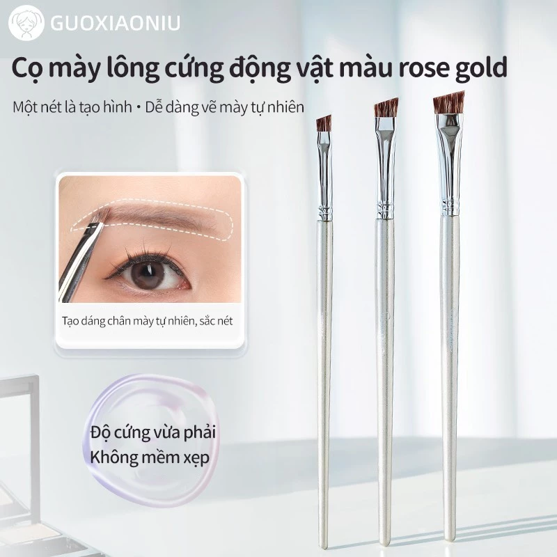 Bàn chải lông mày tự nhiên GUOXIAONIU Rose Gold #361 #362 #363 Bàn chải uốn lưỡi phẳng cho lông mày và trang điểm độ nét mềm