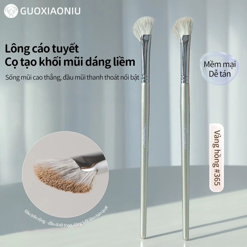 GUOXIAONIU Vàng hồng #365 Bàn chải viền mũi nửa quạt Bàn chải chi tiết góc để che và pha trộn mũi
