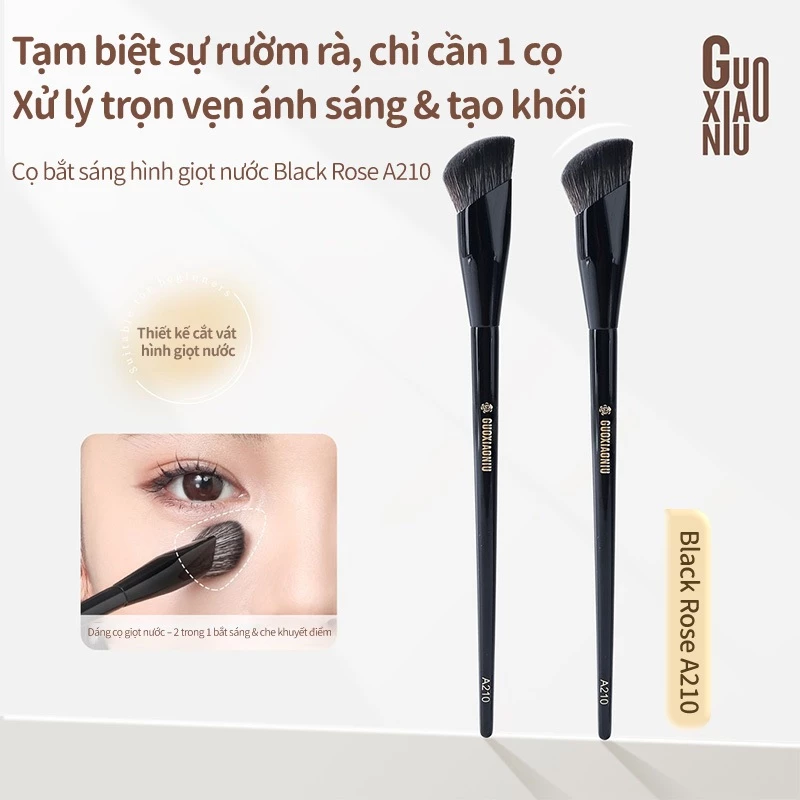 GUOXIAONIU Hoa hồng đen #A210 Teardrop Highlight Brush Kem che khuyết điểm mềm và làm sáng da chi tiết