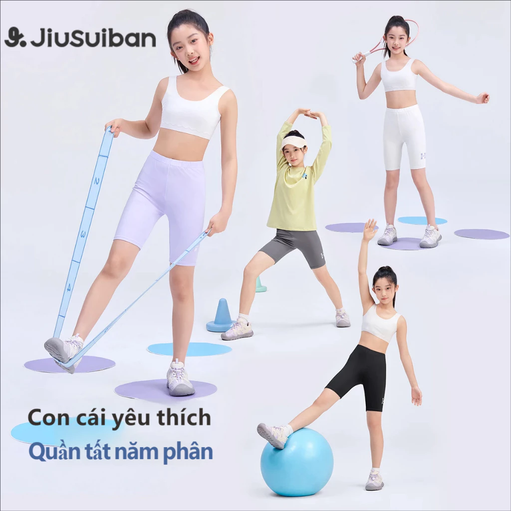 Jiusuiban Quần Crop Trẻ Em Ice Silk Thoáng Khí Sợi Thực Vật Co Giãn