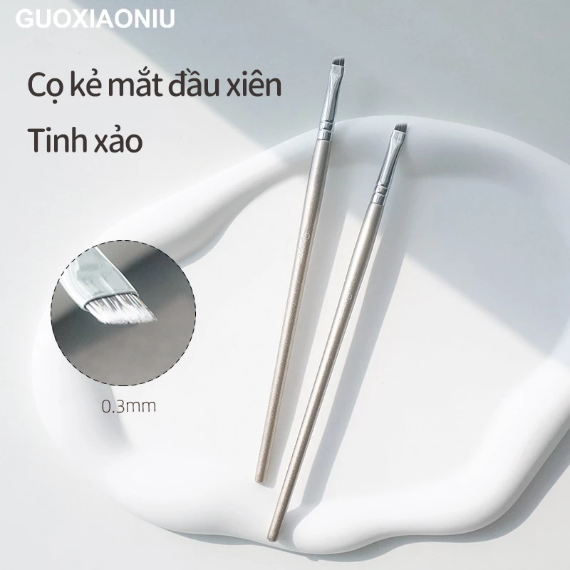 GUOXIAONIU Vàng hồng #332 Bàn chải kẻ mắt góc siêu mỏng dành cho kẻ mắt, Aegyosal và trang điểm mắt chi tiết