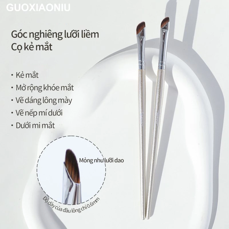 Cọ kẻ mắt góc cong GUOXIAONIU Rose Gold để trang điểm Aegyosal, dưới mắt và chi tiết
