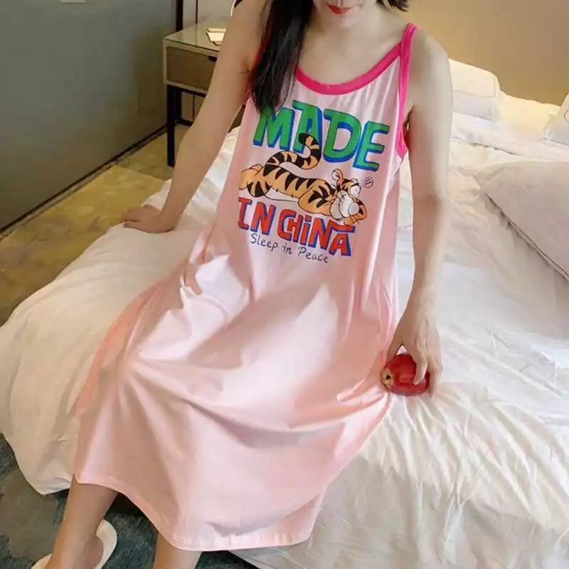 Áo ngủ nữ dáng dài không tay mùa hè mới nhất, rộng rãi size lớn, thoáng mát dễ chịu – Đồ mặc nhà mát mẻ