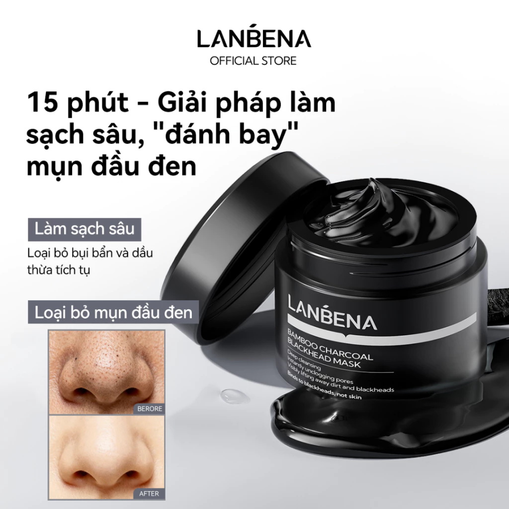 LANBENAMặt Nạ Lột Mụn Đầu Đen Than Tre (30g) - Sạch Mụn Cám Mụn Đầu Đen Bã Nhờn, Kiềm Dầu Thu Nhỏ Lỗ Chân Lông, Mịn Da Làm Dịu Da  Skincare