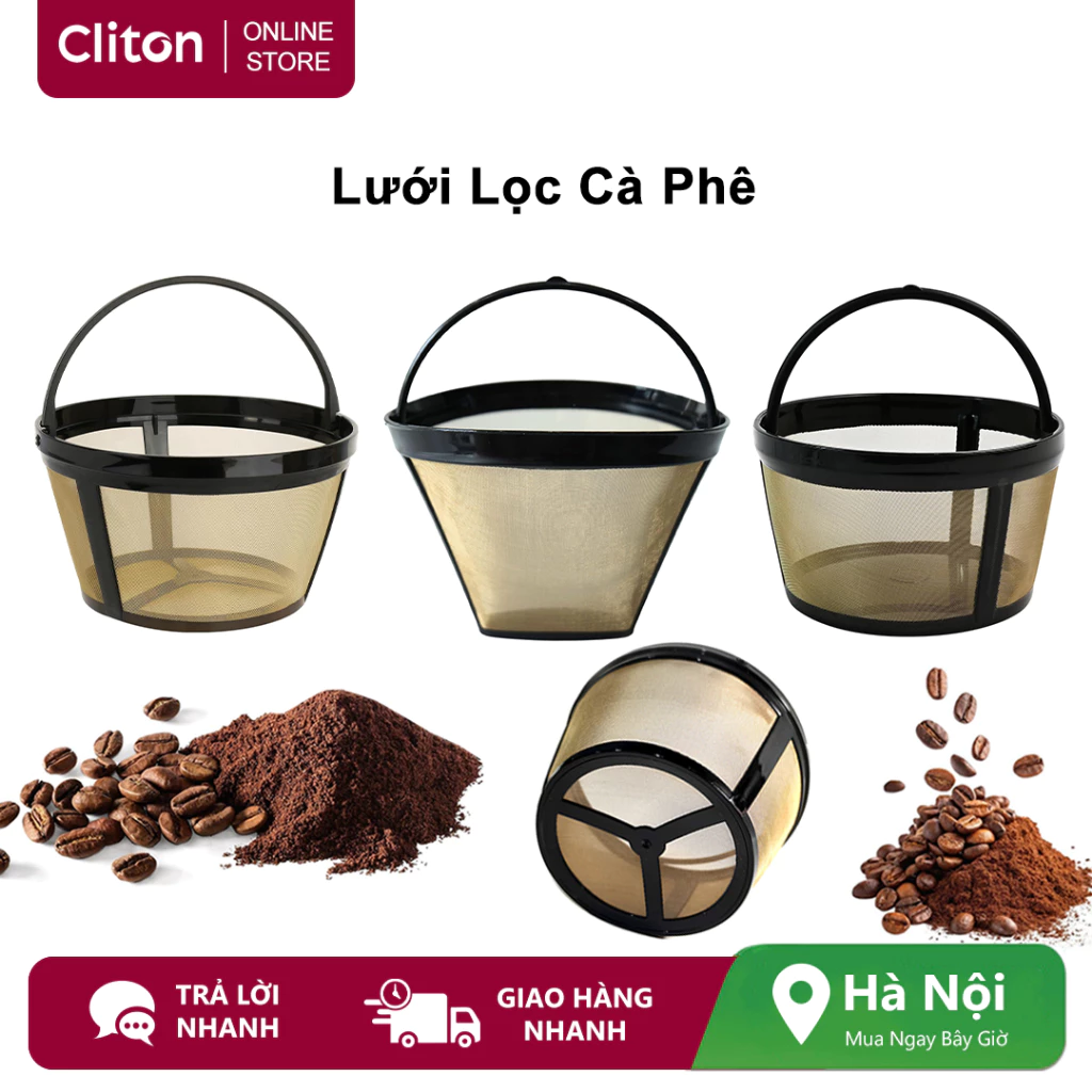 Bộ lọc cà phê có thể tái sử dụng Cilton, Bộ lọc giỏ máy pha cà phê thay thế, Phù hợp với hầu hết máy pha cà phê nhỏ giọt 8-12 cốc, không chứa BPA