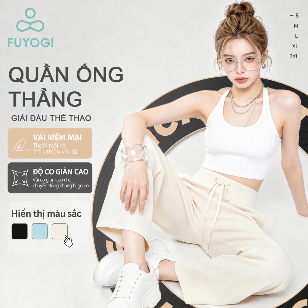 Quần ống thẳng thể thao FUYOGI Thiết kế dây rút Thể thao ngoài trời Thể dục