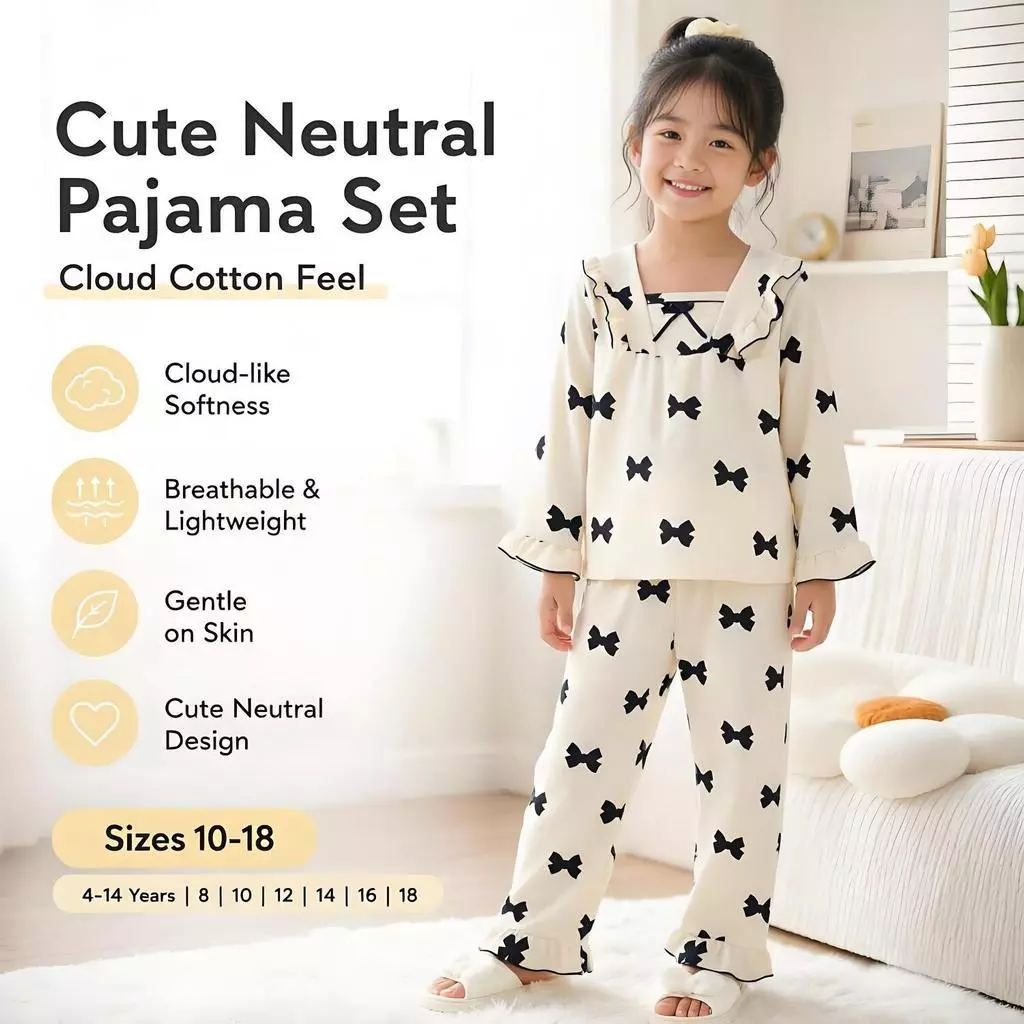 Eid Mubarak Trang Phục Ngọt Ngào Trẻ Em Dài Tay Bé Gái Poly cotton Cổ Vuông Váy Ngủ 12 - 13 Tuổi